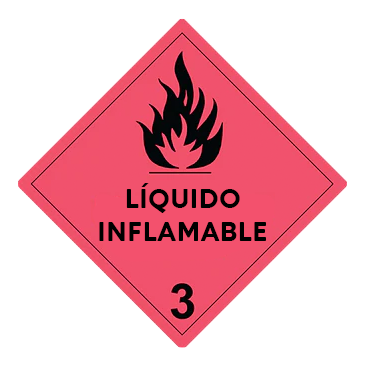 Cartel de líquido inflamable, clase 3.